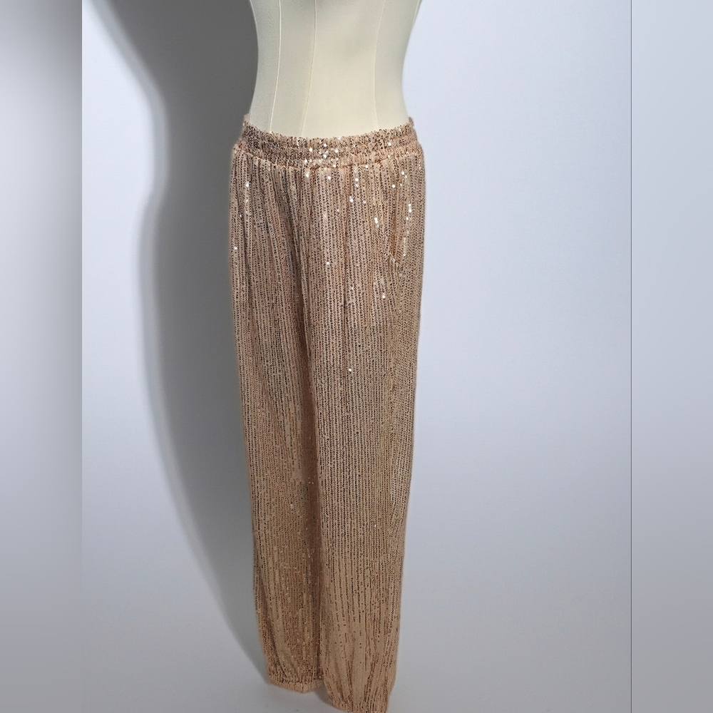 KORI Sequin Shorts Lined Joggers Rose Gold Size Large